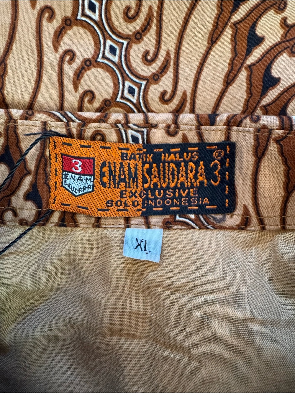 Vintage Enam Saudara Indonesian Batik Shirt Parang Javanese Cotton brown Medium - Picture 2 of 13